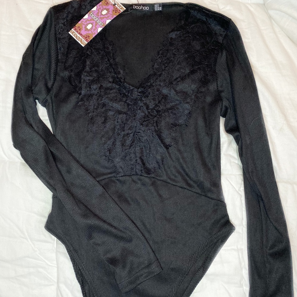 Black lace body suit